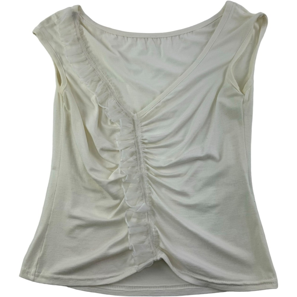 La Petite Francaise White Viscose Elastane Depose Tank Top Womens Size M/L‎